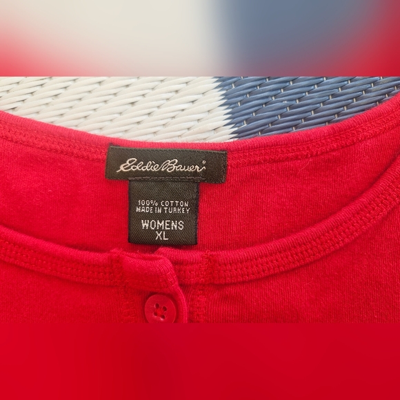 EUC Eddie Bauer Sweater X-Large Brick Red Button Front Cardigan - Picture 6 of 10